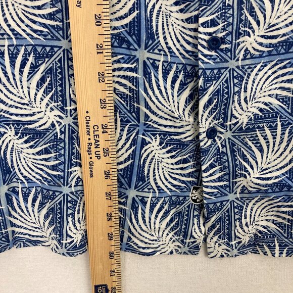 Nat Nast Blue White Leaf Print Silk Cotton Blend Short Sleeve Button Down Large - Picture 6 of 12